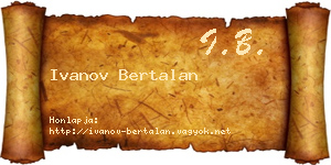 Ivanov Bertalan névjegykártya